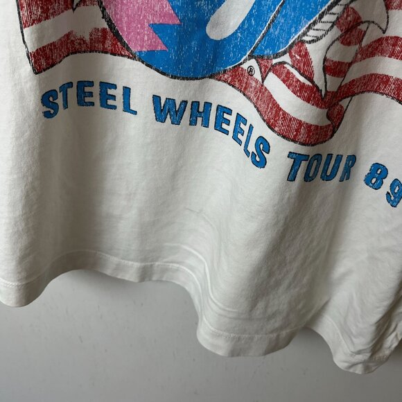 The Rolling Stone Steel Wheels Tour T Shirt Womens White Small S Single Band - Picture 8 of 16